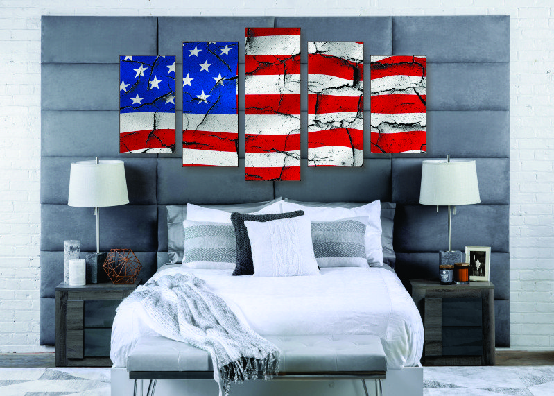 Cracked American Flag Canvas Print - 5 Piece