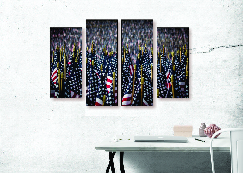 Field of Flags Canvas Print - 4 Piece