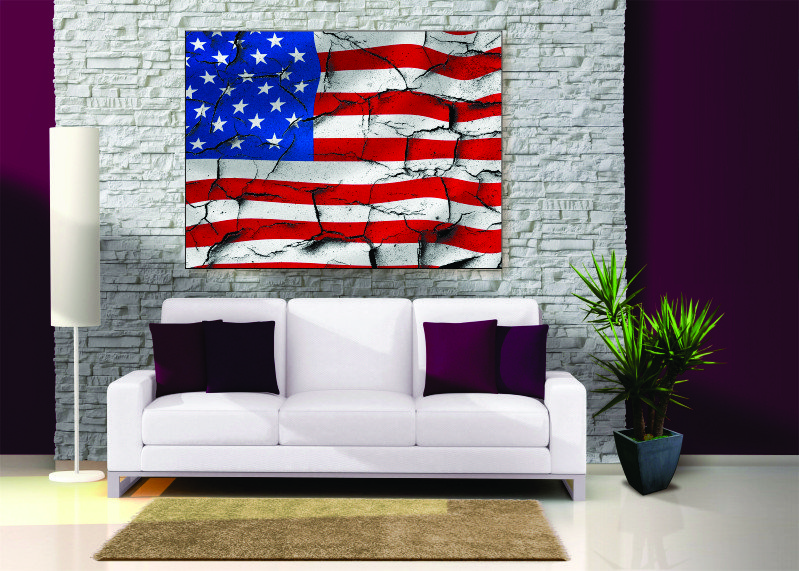 Cracked American Flag Canvas Print - 1 Piece