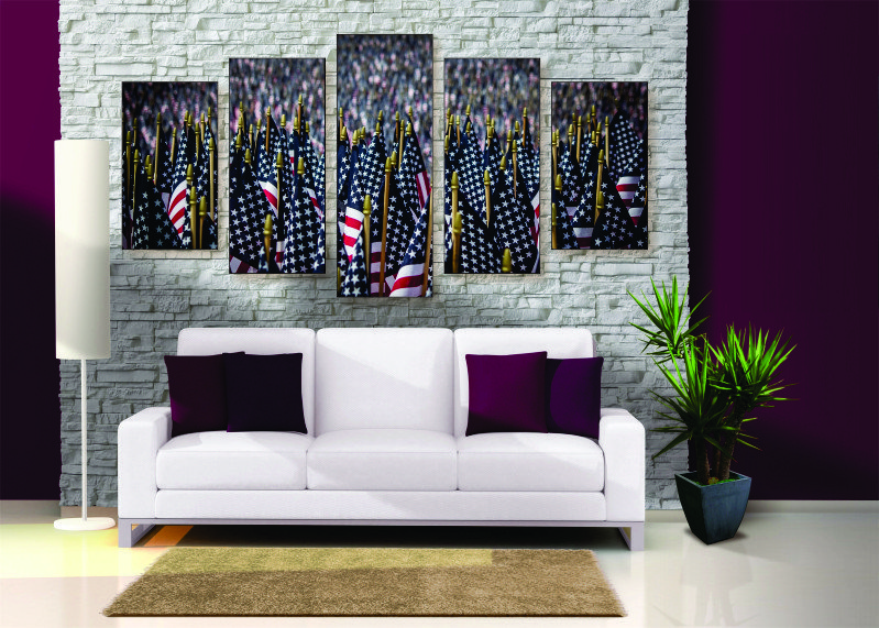 Field of Flags Canvas Print - 5 Piece