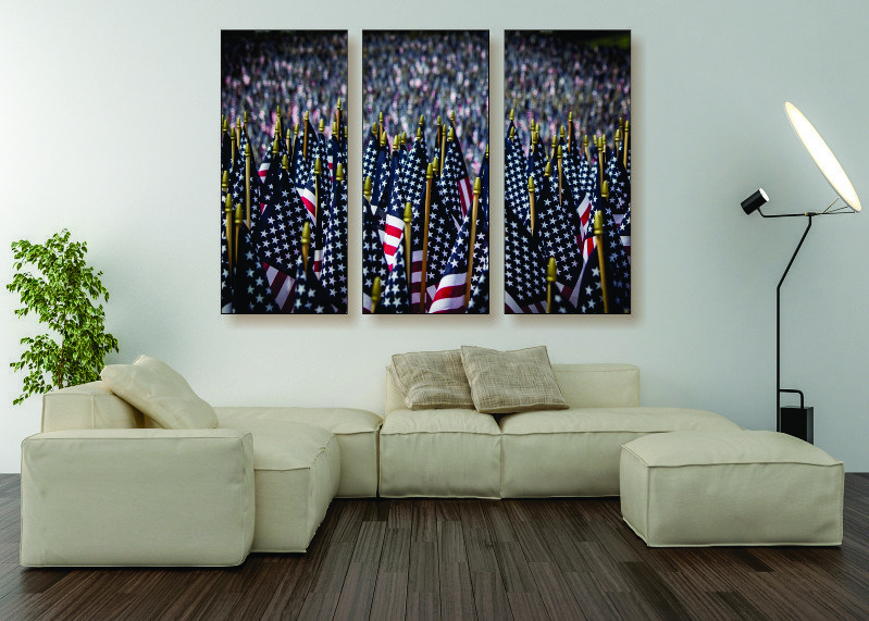 Field of Flags Canvas Print - 3 Piece