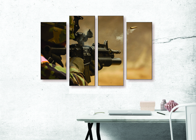 Military Rifle Canvas Print - 4 Piece