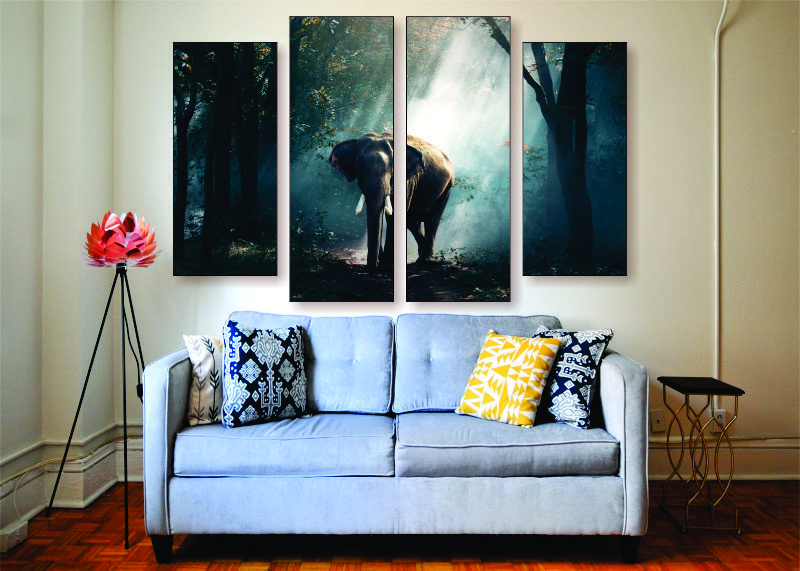 Majestic Elephant Canvas Print - 4 Piece