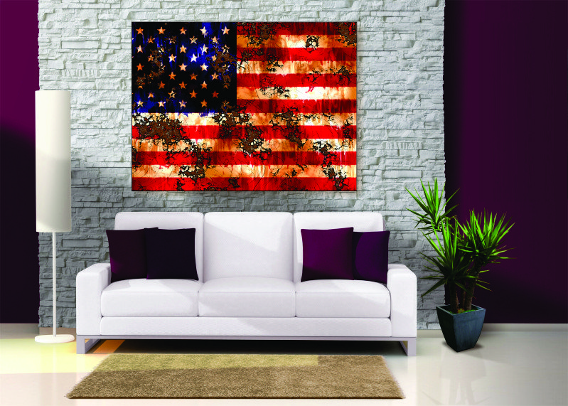 Tattered American Flag Canvas Print - 1 Piece