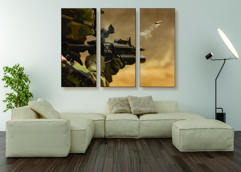Military Rifle Canvas Print - 3 Piece