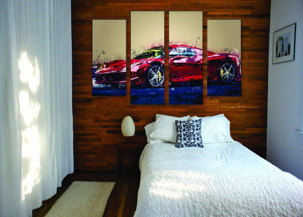 Abstract Ferrari F488 Canvas Print - 4 Piece