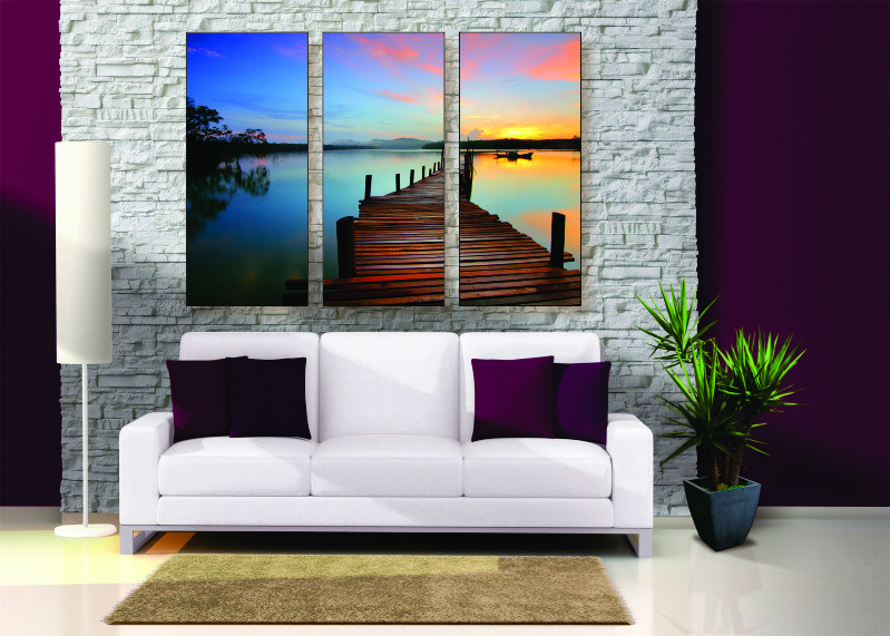 Sunset Lake Canvas Print - 3 Piece