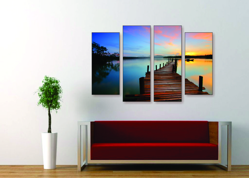 Sunset Lake Canvas Print - 4 Piece