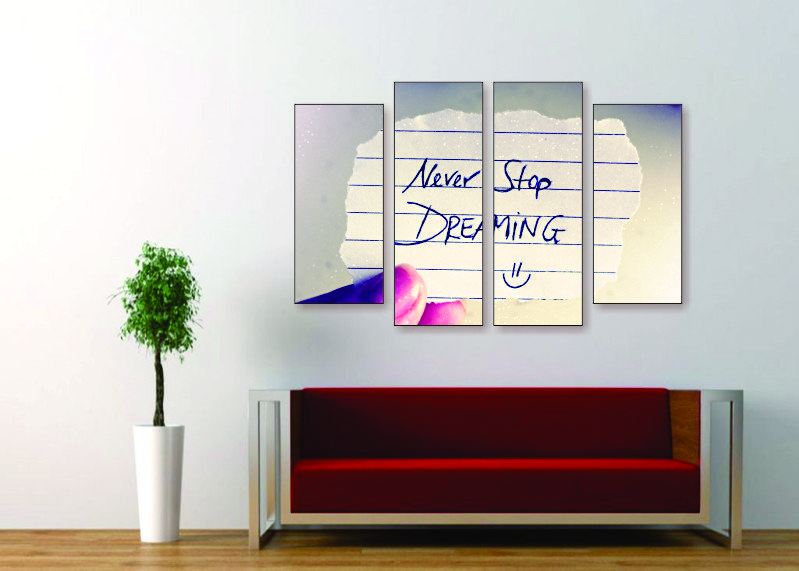 Never Stop Dreaming Canvas Print - 4 Piece