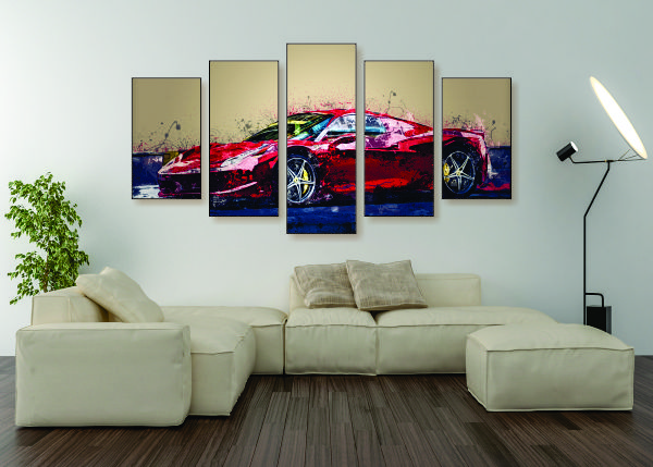 Abstract Ferrari F488 Canvas Print - 5 Piece